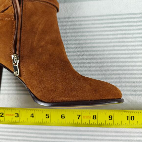 Draper James Brown Suede Ankle Boots Block Heel Size 7.5 NEW - Picture 6 of 10